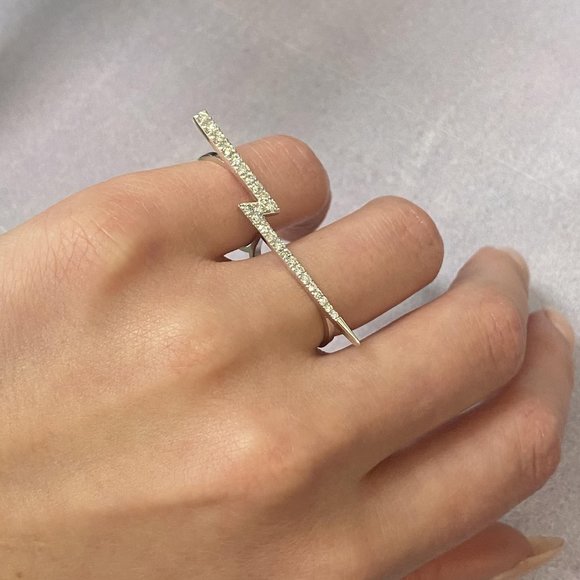 Rachel Koen 14k White Gold Diamond Two Finger Trendy Ring 0.54cttw